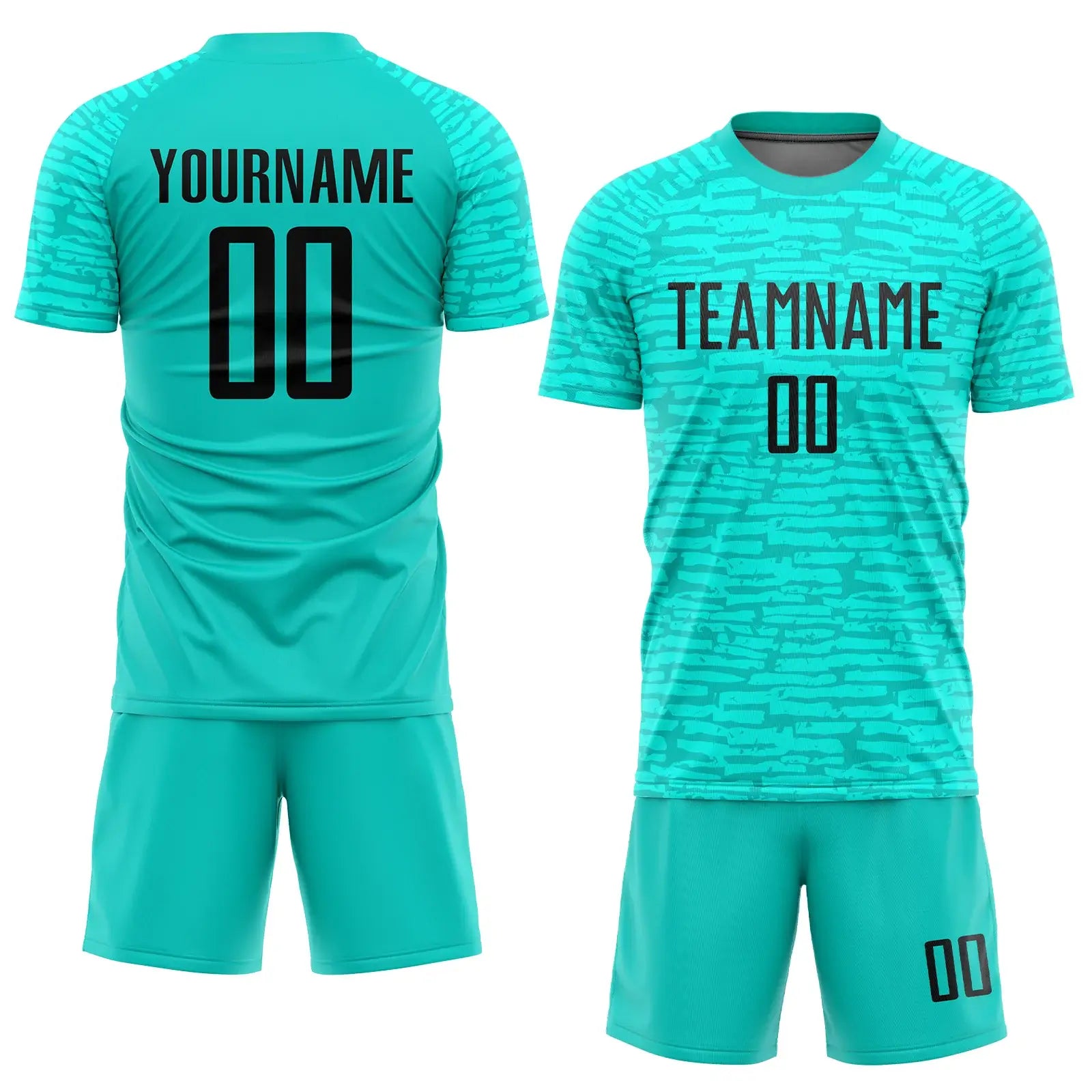 Custom Soccer Jersey Aqua Black Sublimation, Team Uniform Kit, Custom Name Number, Unisex Men Women Youth