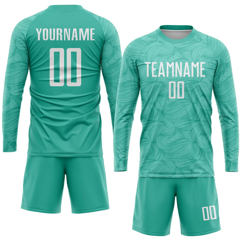 Custom Soccer Jersey Aqua White Sublimation, Team Uniform Kit, Custom Name Number, Unisex Men Women Youth