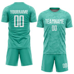 Custom Soccer Jersey Aqua White Sublimation, Team Uniform Kit, Custom Name Number, Unisex Men Women Youth