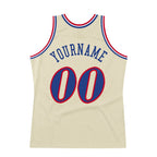 Authentic Custom Cream Royal Red Retro Basketball Jersey Vintage Throwback, Personalized Edition
