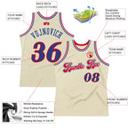 Authentic Custom Cream Royal Red Retro Basketball Jersey Vintage Throwback, Personalized Edition