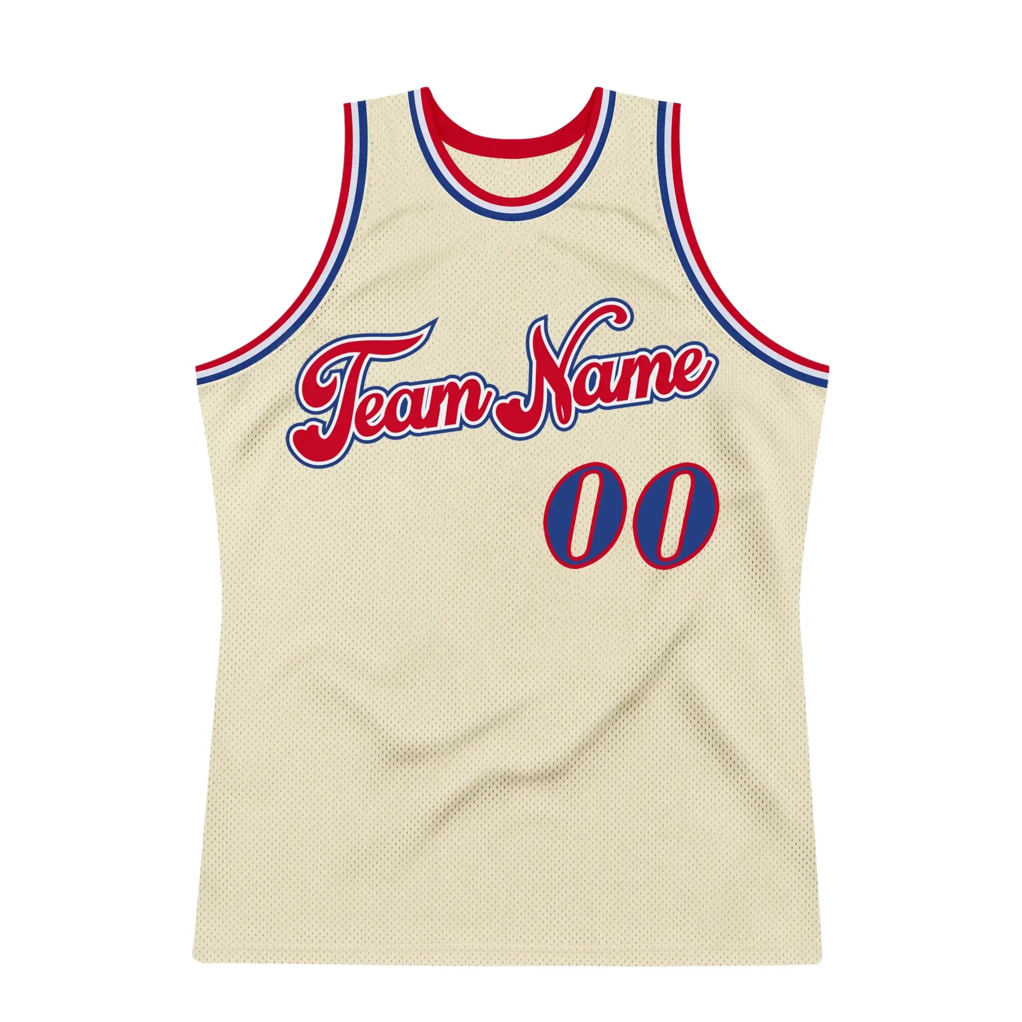 Authentic Custom Cream Royal Red Retro Basketball Jersey Vintage Throwback, Personalized Edition
