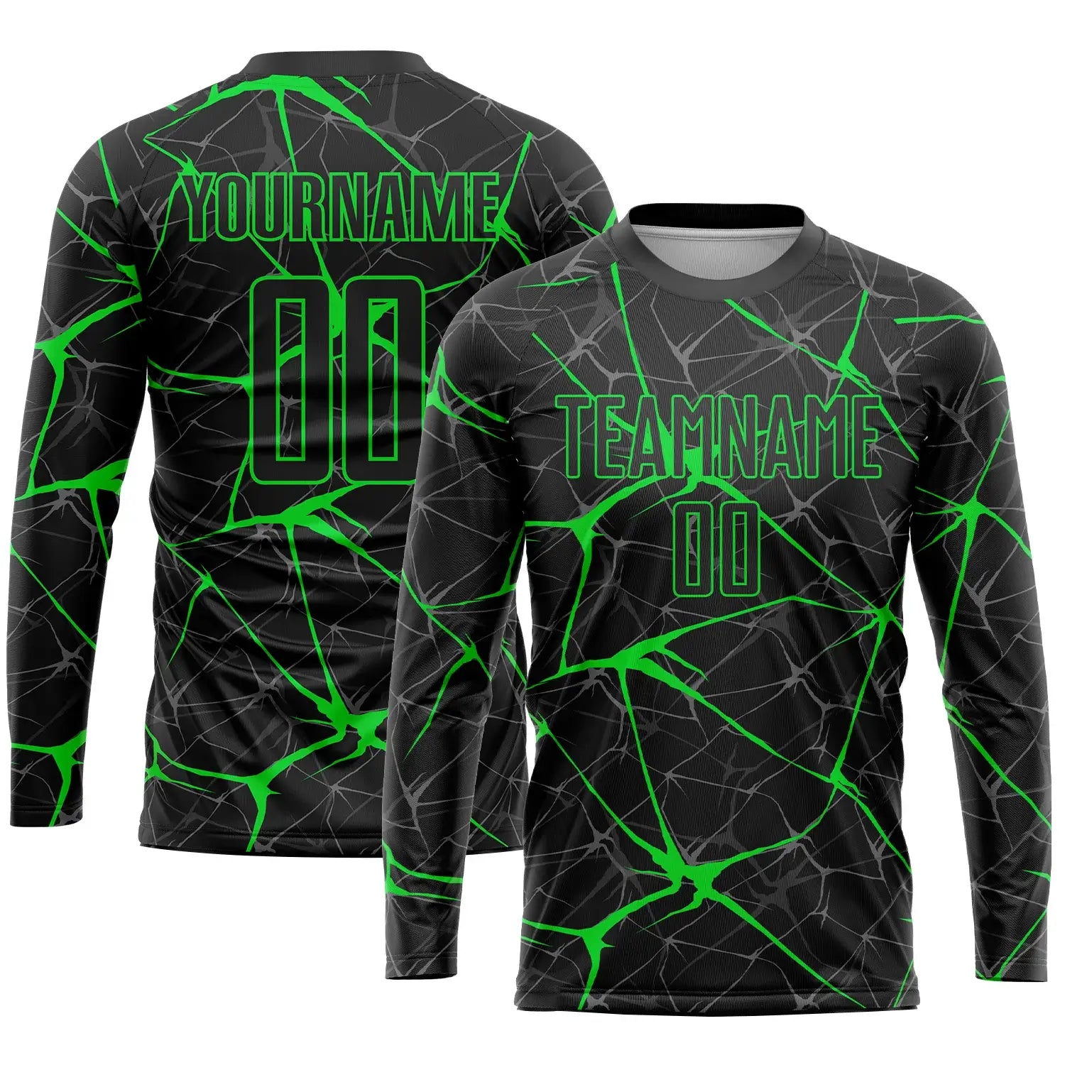 Custom Soccer Jersey Black Neon Green Sublimation, Team Uniform Kit, Custom Name Number, Unisex Men Women Youth