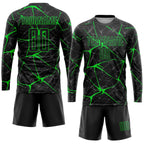 Custom Soccer Jersey Black Neon Green Sublimation, Team Uniform Kit, Custom Name Number, Unisex Men Women Youth