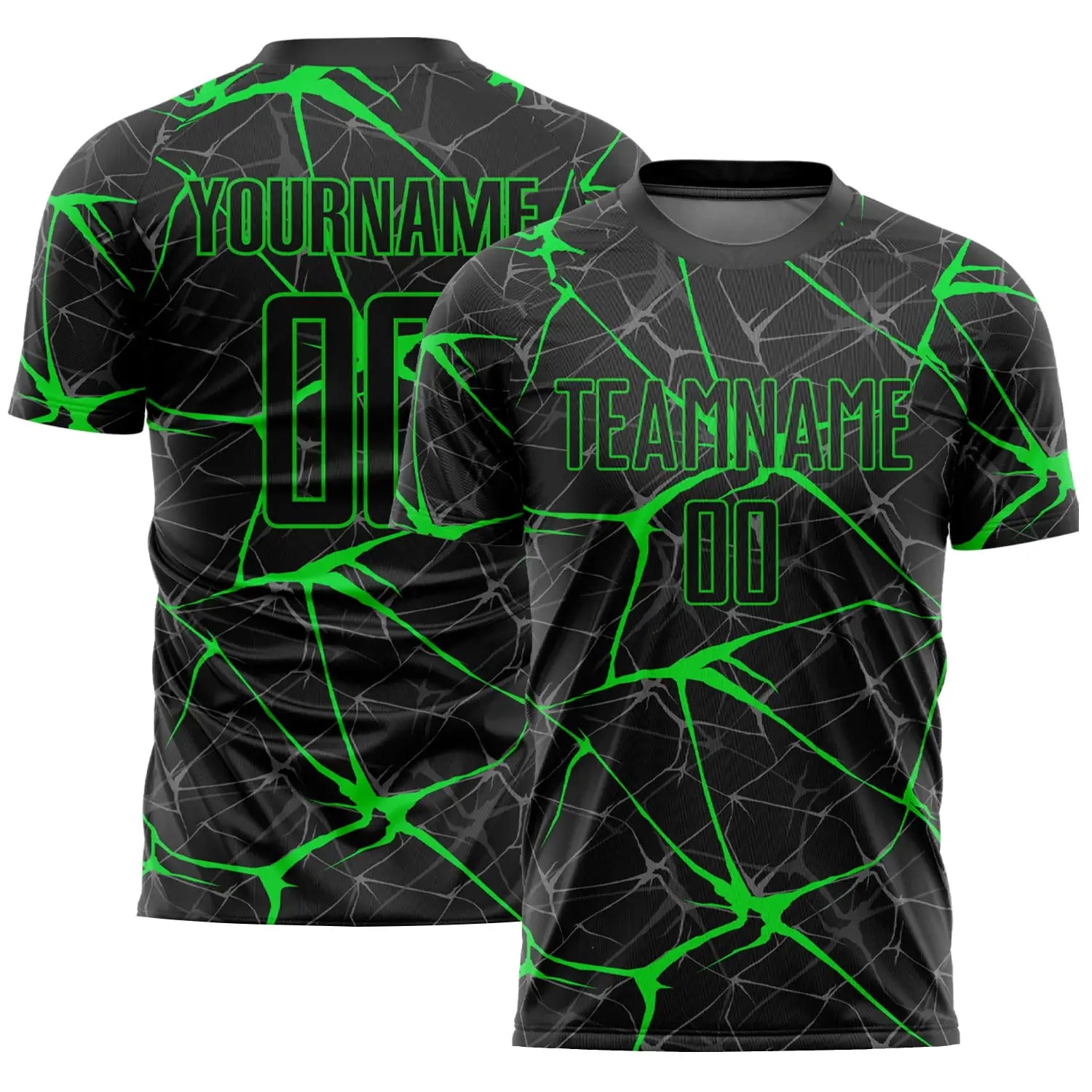 Custom Soccer Jersey Black Neon Green Sublimation, Team Uniform Kit, Custom Name Number, Unisex Men Women Youth