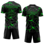 Custom Soccer Jersey Black Neon Green Sublimation, Team Uniform Kit, Custom Name Number, Unisex Men Women Youth