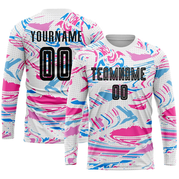 Custom Soccer Jersey Figure Black Pink Sublimation, Team Uniform Kit, Custom Name Number, Unisex Men Women Youth