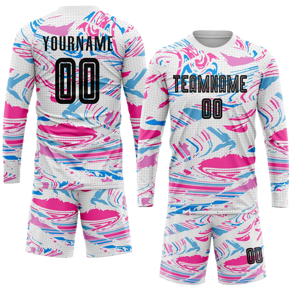 Custom Soccer Jersey Figure Black Pink Sublimation, Team Uniform Kit, Custom Name Number, Unisex Men Women Youth