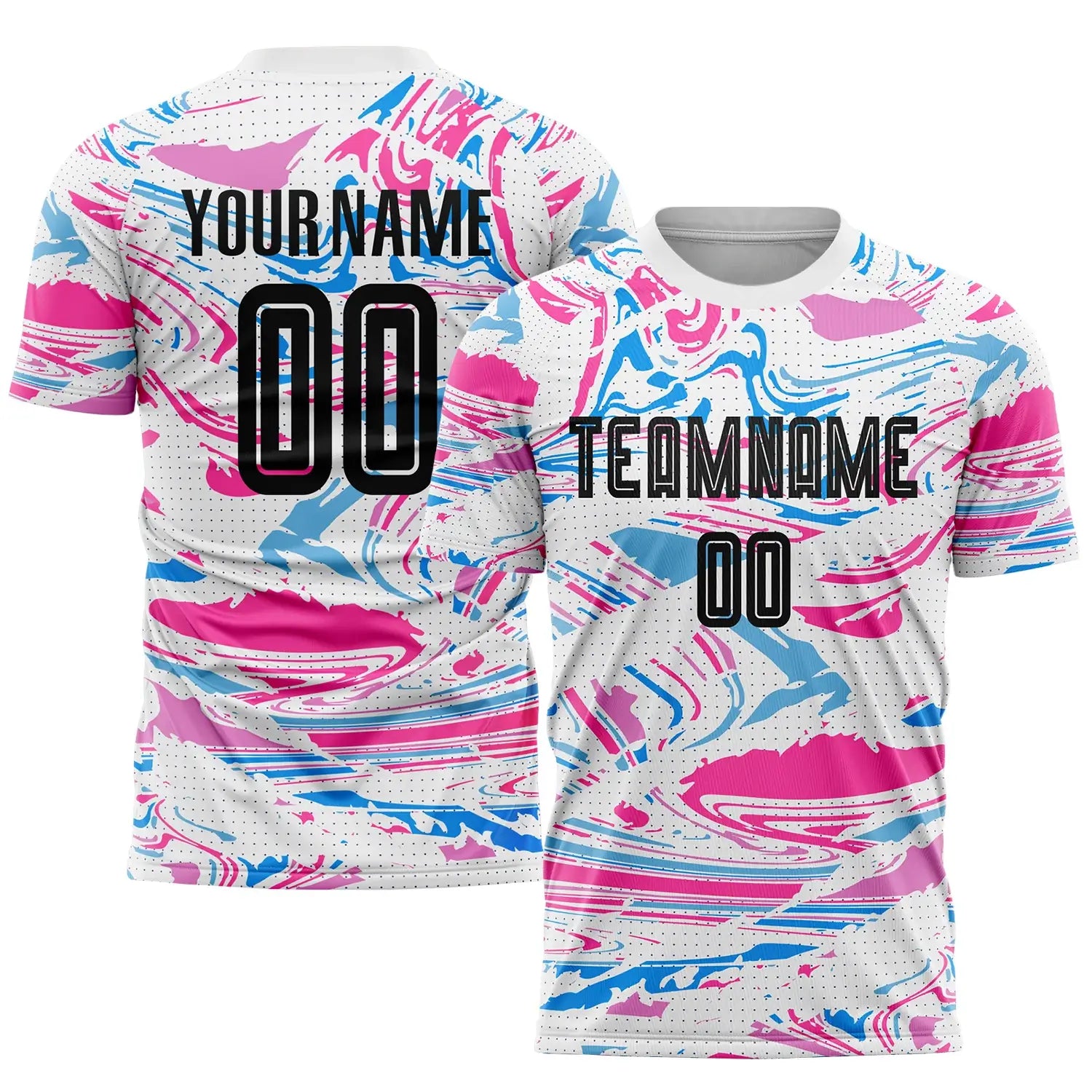 Custom Soccer Jersey Figure Black Pink Sublimation, Team Uniform Kit, Custom Name Number, Unisex Men Women Youth