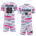 Custom Soccer Jersey Figure Black Pink Sublimation, Team Uniform Kit, Custom Name Number, Unisex Men Women Youth