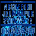 Custom Soccer Jersey Black Royal Light Blue Flame Sublimation, Team Uniform Kit, Custom Name Number, Unisex Men Women Youth