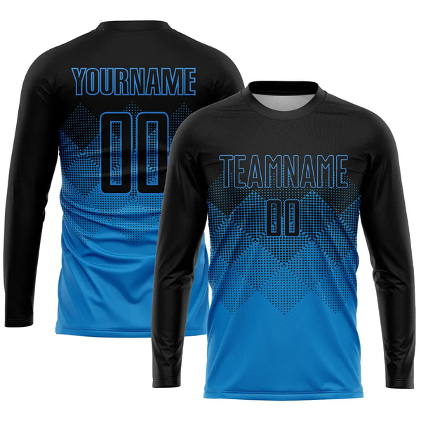 Custom Soccer Jersey Blue Black Sublimation, Team Uniform Kit, Custom Name Number, Unisex Men Women Youth