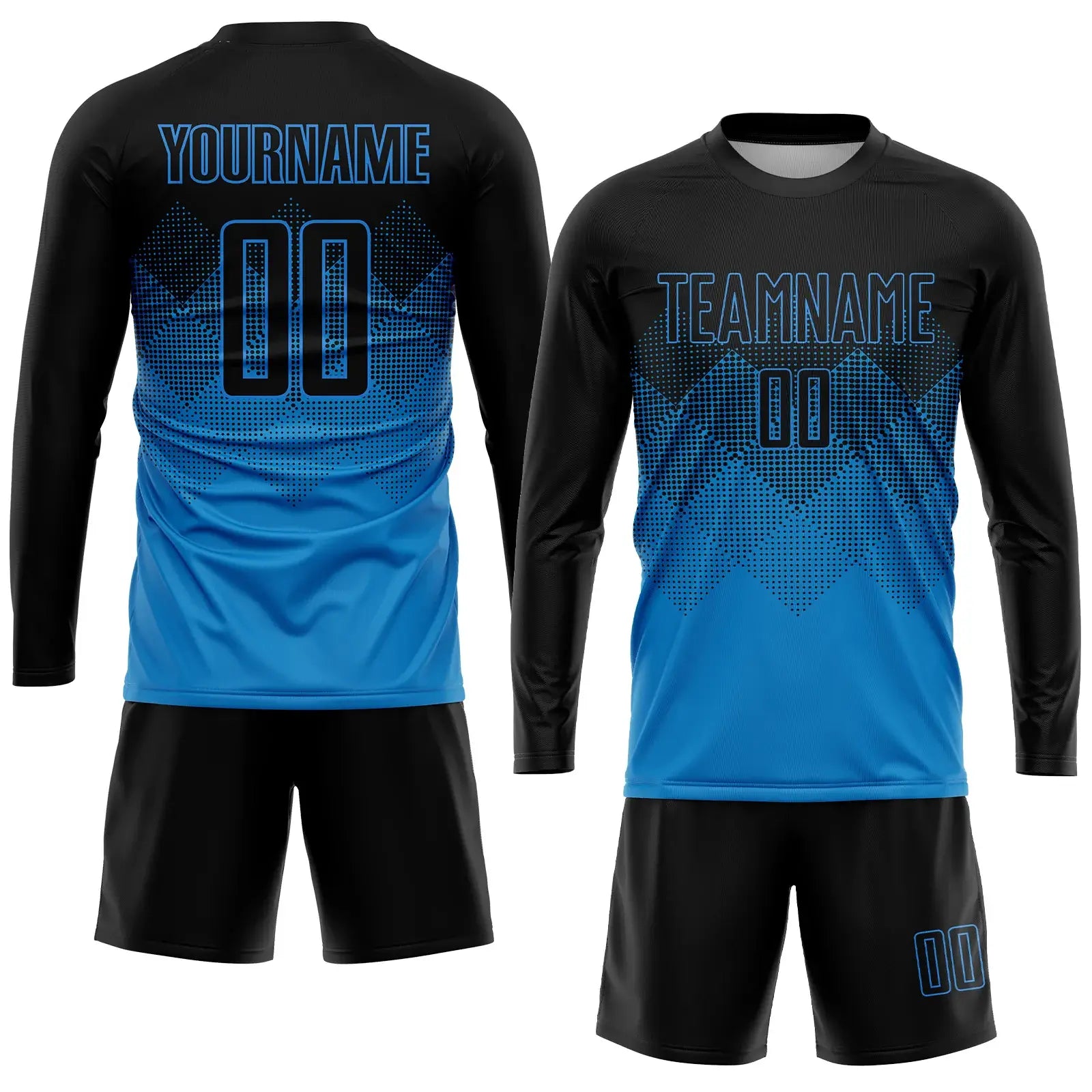 Custom Soccer Jersey Blue Black Sublimation, Team Uniform Kit, Custom Name Number, Unisex Men Women Youth