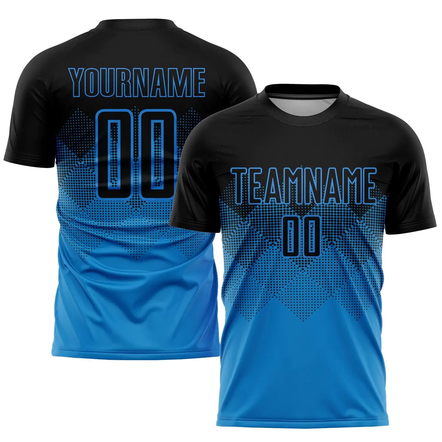 Custom Soccer Jersey Blue Black Sublimation, Team Uniform Kit, Custom Name Number, Unisex Men Women Youth