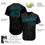 Custom Bowling Ball Pattern Baseball Jersey Black Lakes Blue Sublimation, Custom Name Number, Men Youth Unisex