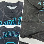 Custom Bowling Ball Pattern Baseball Jersey Black Lakes Blue Sublimation, Custom Name Number, Men Youth Unisex