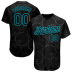 Custom Bowling Ball Pattern Baseball Jersey Black Lakes Blue Sublimation, Custom Name Number, Men Youth Unisex