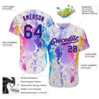 Custom Baseball Jersey White Royal Pink 3D Pattern Design Watercolor Sublimation, Custom Name Number, Men Youth Unisex
