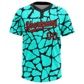 Custom 2-Button Softball Jersey 3D Pattern Aqua Red Black Sublimation, Custom Name Number, Women Girls Unisex Youth