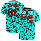 Custom 2-Button Softball Jersey 3D Pattern Aqua Red Black Sublimation, Custom Name Number, Women Girls Unisex Youth