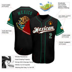 Custom Mexico Two Tone Baseball Jersey Black Kelly Green Red Sublimation, Custom Name Number, Men Youth Unisex