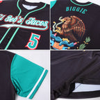 Custom Mexico Two Tone Baseball Jersey Black Kelly Green Red Sublimation, Custom Name Number, Men Youth Unisex