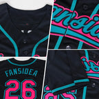Custom Baseball Jersey Black Pink Teal Sublimation, Custom Name Number, Men Youth Unisex