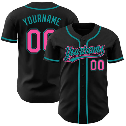Custom Baseball Jersey Black Pink Teal Sublimation, Custom Name Number, Men Youth Unisex