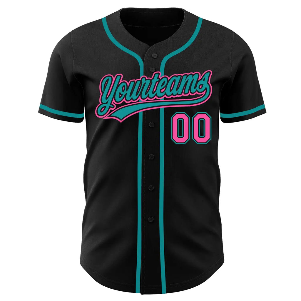 Custom Baseball Jersey Black Pink Teal Sublimation, Custom Name Number, Men Youth Unisex