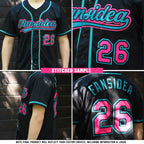 Custom Baseball Jersey Black Pink Teal Sublimation, Custom Name Number, Men Youth Unisex