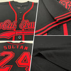 Custom Baseball Jersey Black Red Sublimation, Custom Name Number, Men Youth Unisex