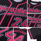 Custom Black White Pinstripe Baseball Jersey Pink Light Blue Sublimation, Custom Name Number, Men Youth Unisex