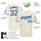 Custom Cream Navy Pinstripe Baseball Jersey Light Blue Navy Sublimation, Custom Name Number, Men Youth Unisex