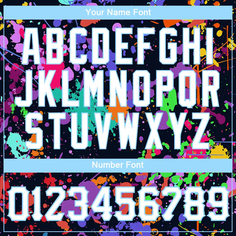 Custom Splashes Graffiti Pattern Baseball Jersey White Light Blue 3D Sublimation, Custom Name Number, Men Youth Unisex