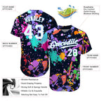 Custom Splashes Graffiti Pattern Baseball Jersey White Light Blue 3D Sublimation, Custom Name Number, Men Youth Unisex