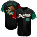 Custom Mexico Two Tone Baseball Jersey Black Kelly Green Red Sublimation, Custom Name Number, Men Youth Unisex