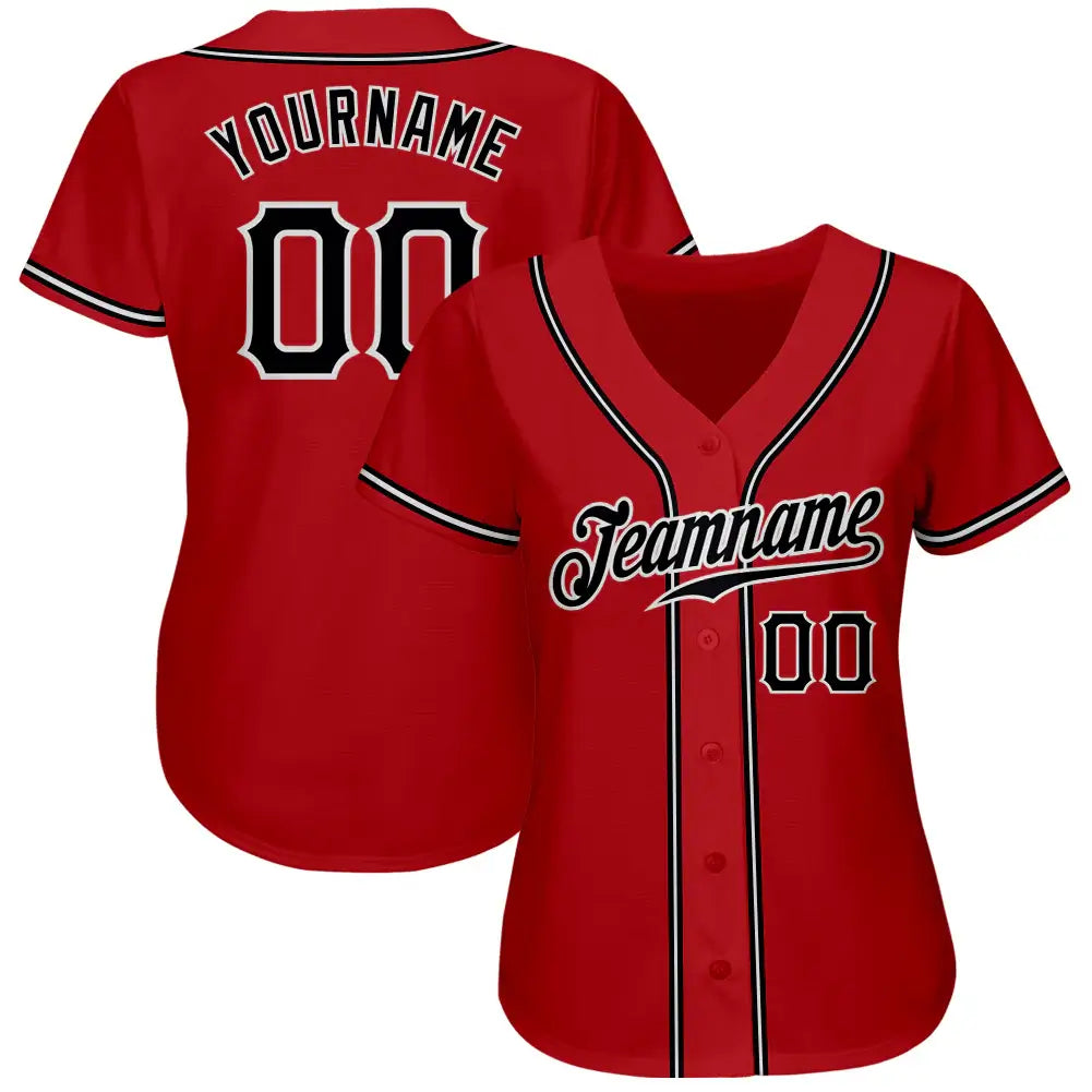 Custom Baseball Jersey Red Black White Sublimation, Custom Name Number, Men Youth Unisex
