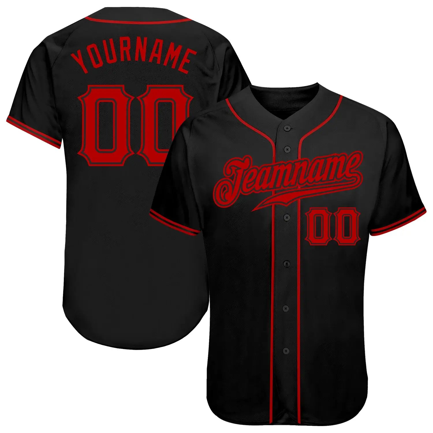 Custom Baseball Jersey Black Red Sublimation, Custom Name Number, Men Youth Unisex