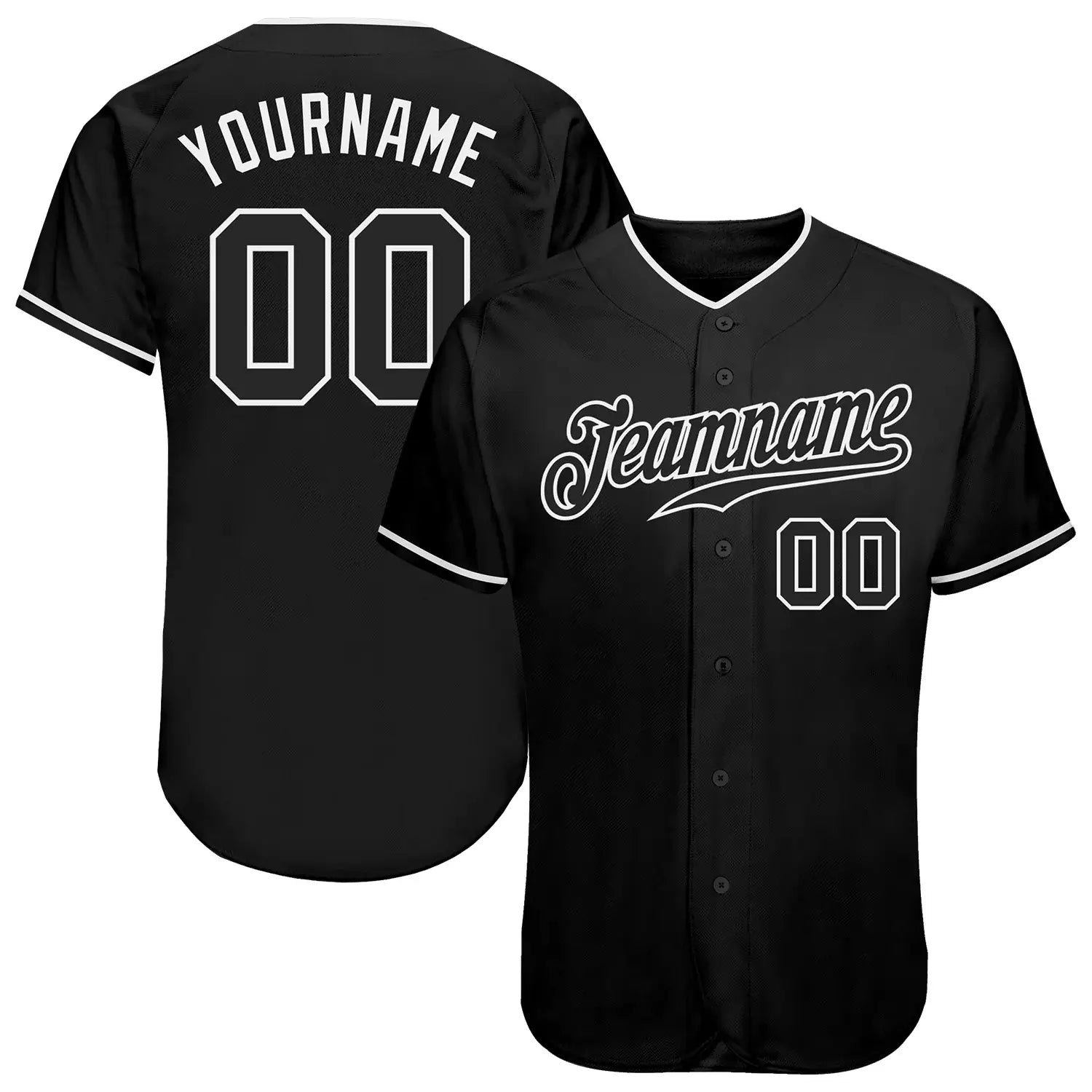 Custom Baseball Jersey Black White Sublimation, Custom Name Number, Men Youth Unisex
