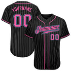 Custom Black White Pinstripe Baseball Jersey Pink Light Blue Sublimation, Custom Name Number, Men Youth Unisex