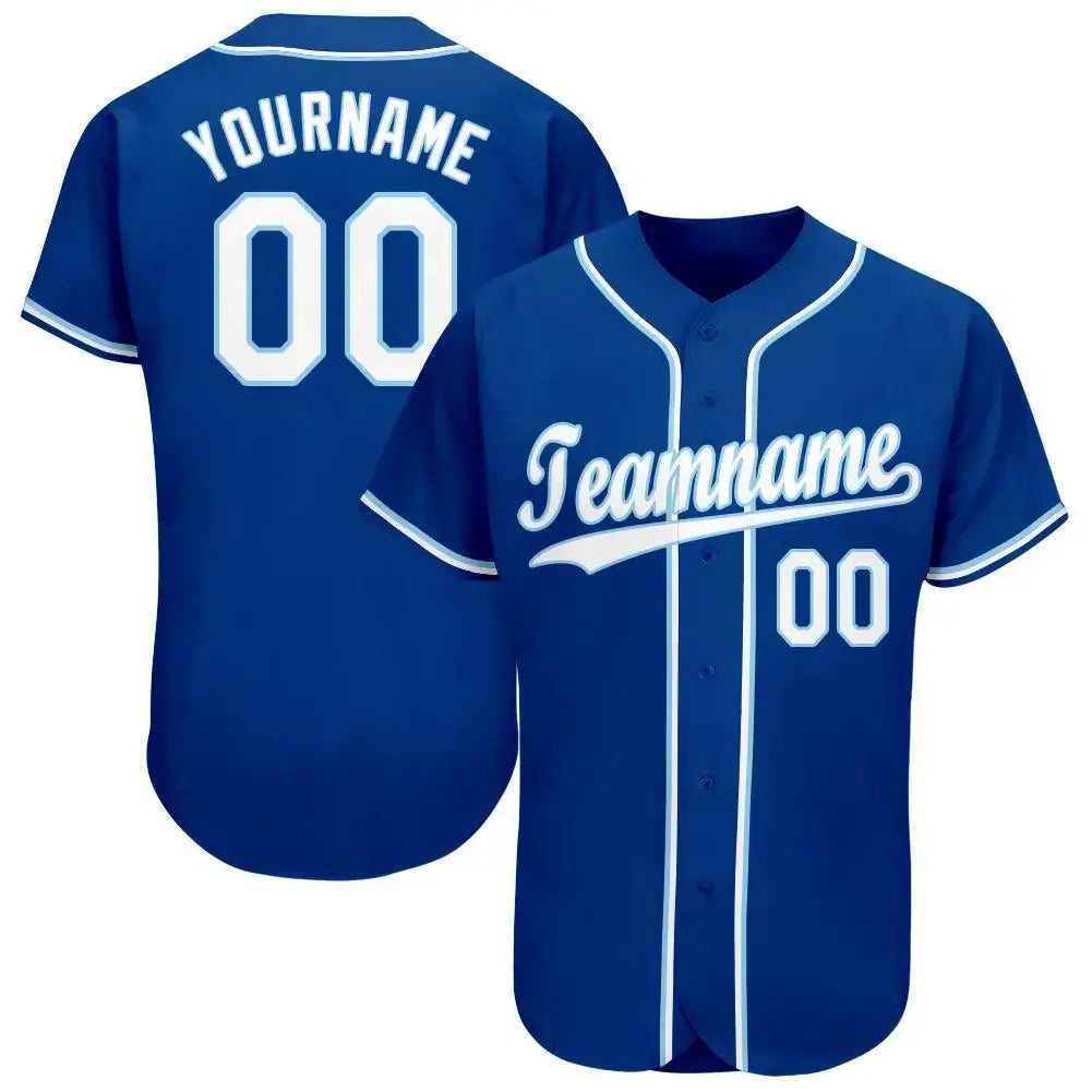 Custom Baseball Jersey Royal White Light Blue Sublimation, Custom Name Number, Men Youth Unisex