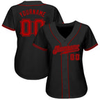 Custom Baseball Jersey Black Red Sublimation, Custom Name Number, Men Youth Unisex