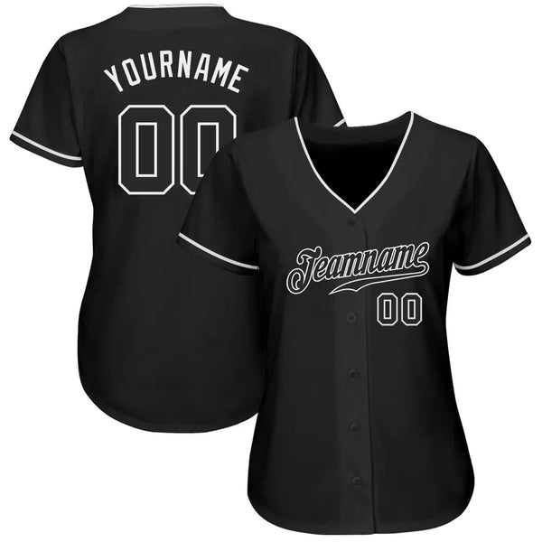 Custom Baseball Jersey Black White Sublimation, Custom Name Number, Men Youth Unisex