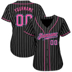 Custom Black White Pinstripe Baseball Jersey Pink Light Blue Sublimation, Custom Name Number, Men Youth Unisex