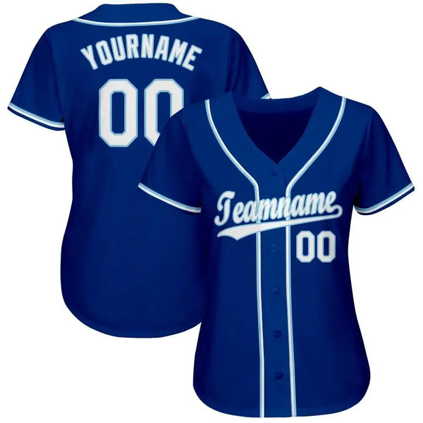 Custom Baseball Jersey Royal White Light Blue Sublimation, Custom Name Number, Men Youth Unisex