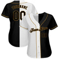 Custom Split Fashion Baseball Jersey White Black Old Gold Sublimation, Custom Name Number, Men Youth Unisex