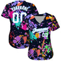 Custom Splashes Graffiti Pattern Baseball Jersey White Light Blue 3D Sublimation, Custom Name Number, Men Youth Unisex