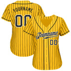 Custom Yellow Black Pinstripe Baseball Jersey Black White Sublimation, Custom Name Number, Men Youth Unisex