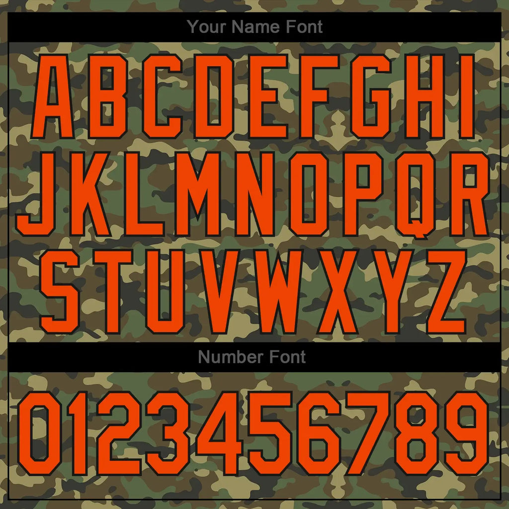 Custom Baseball Jersey Camo Orange Black Sublimation, Custom Name Number, Men Youth Unisex