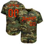Custom Baseball Jersey Camo Orange Black Sublimation, Custom Name Number, Men Youth Unisex
